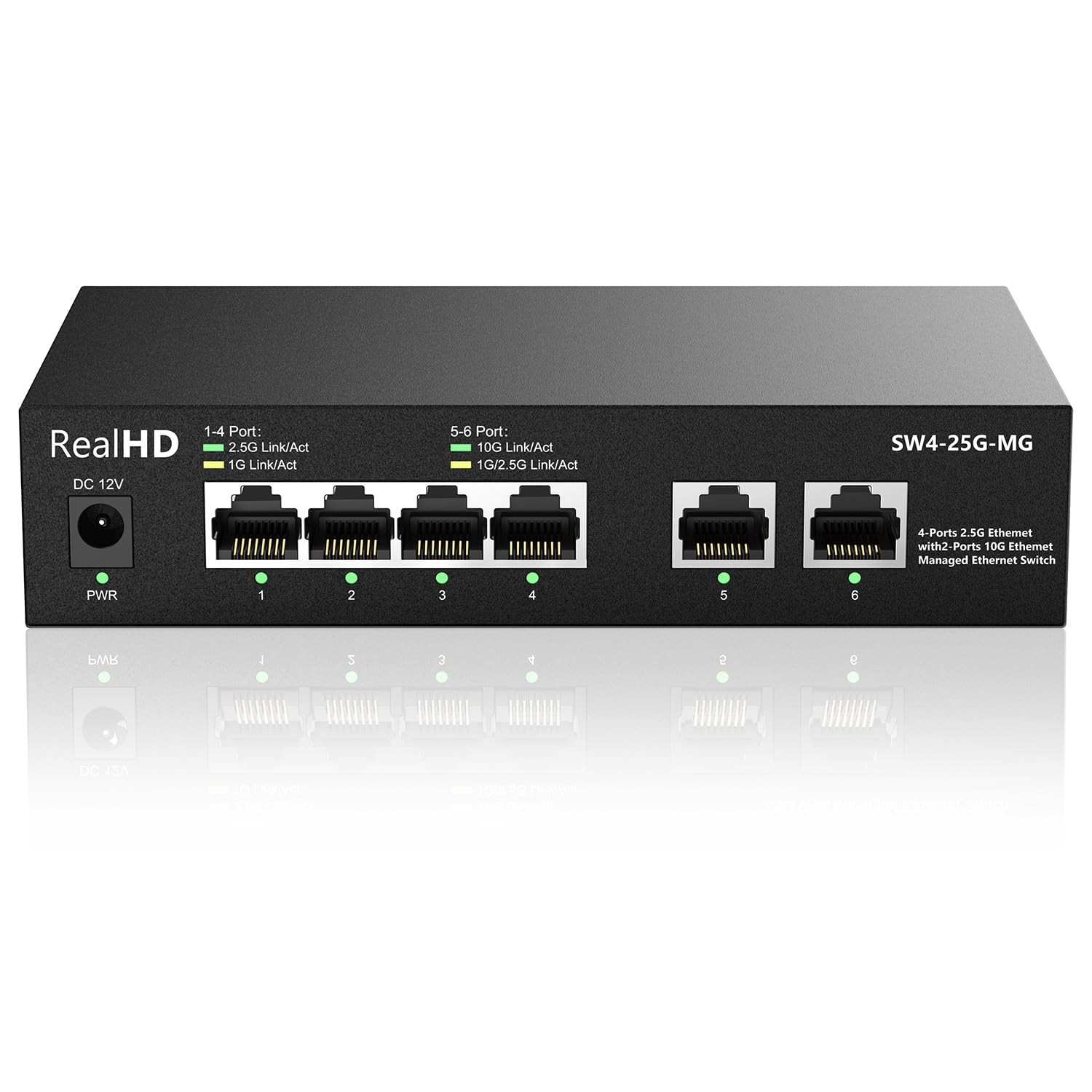 10Gb RJ45 Ethernet Network Switch Web Managed, 2 x 10Gb RJ45 Ports, 4 x 2.5Gb... 10Gb RJ45 Ethernet Network Switch Web Managed, 2 x 10Gb RJ45 Ports, 4 x 2.5Gb...