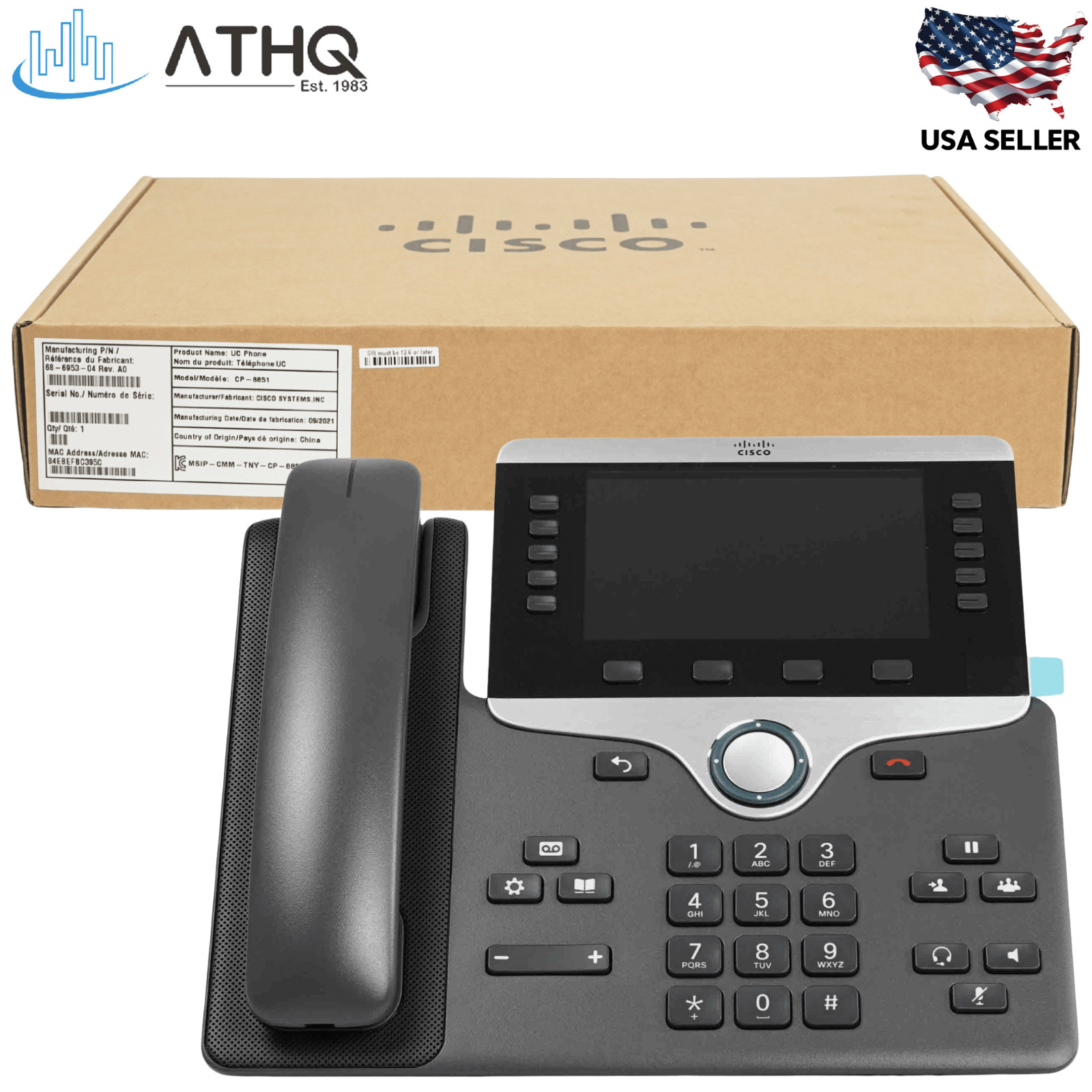 Cisco CP-8851-K9 IP Phone 8851 5-Line Gigabit Color VoIP Bluetooth USB PoE - NEW