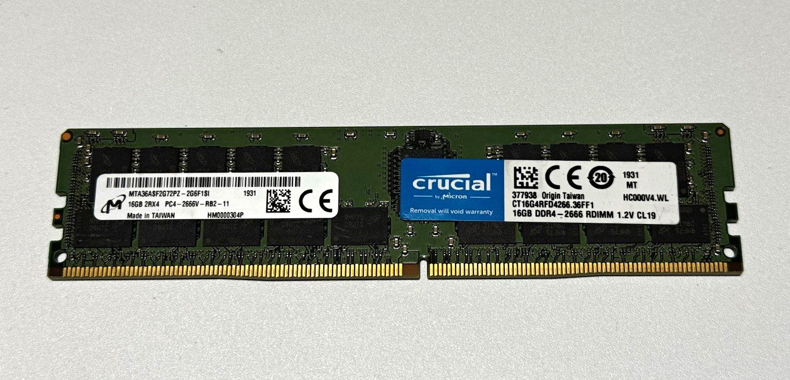 Crucial 16GB DDR4-2666 RDIMM RAM 288-Pin PC4-2666V