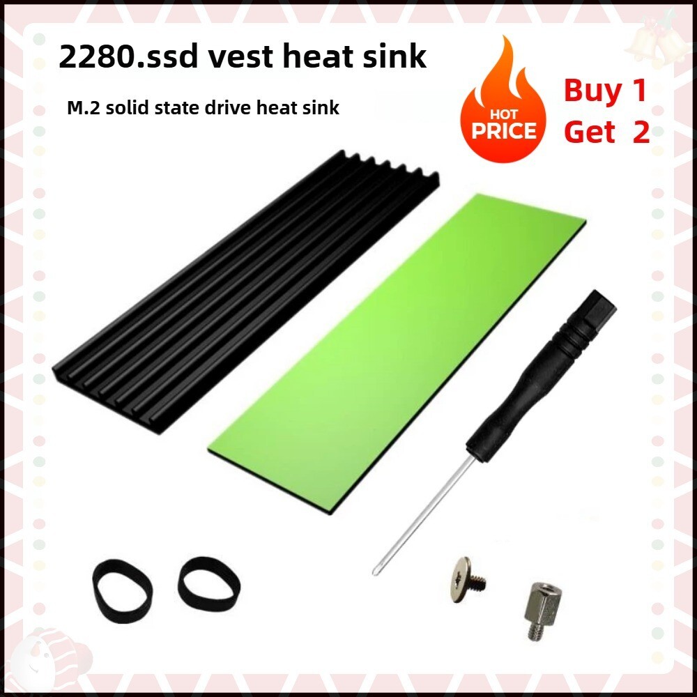 Buy 1 Get 2 M.2 NVME 2280 SSD Hard Disk Heatsink Cooler With 1mm Thermal Pad