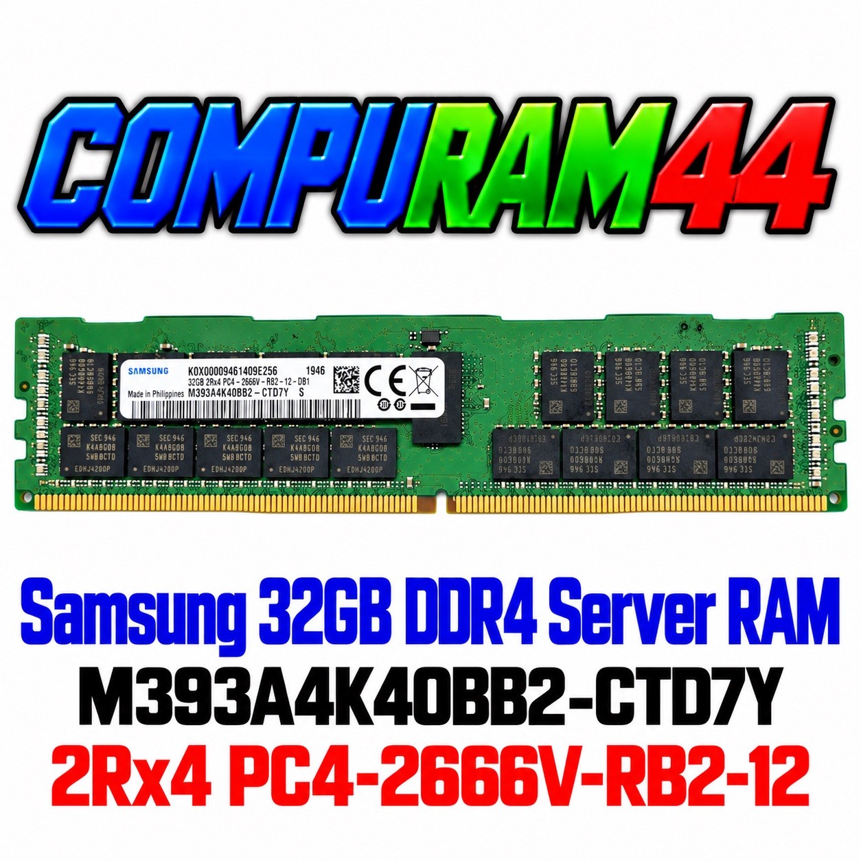 Samsung M393A4K40BB2-CTD7Y 32GB DDR4 RAM 2Rx4 PC4-2666V ECC RDIMM Server Memory