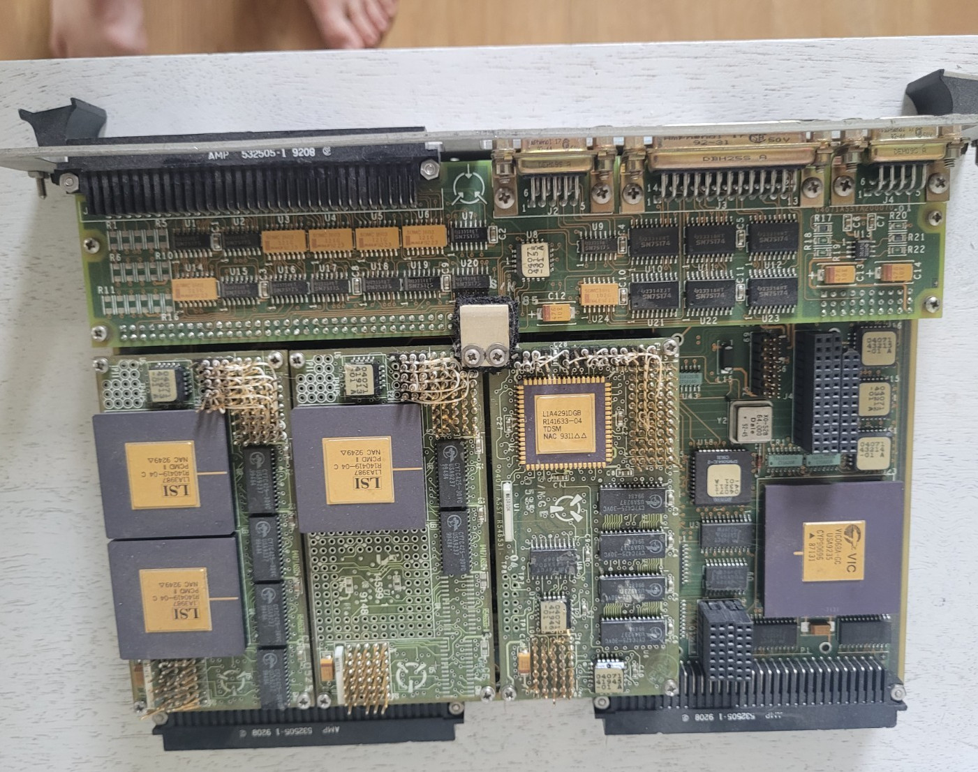 Multiple LSI Gold Cap chip vintage collectable circuit board (ME)