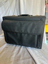 Vintage Black Leather Rolling Pilot Case Briefcase Locking Dual Combination 18