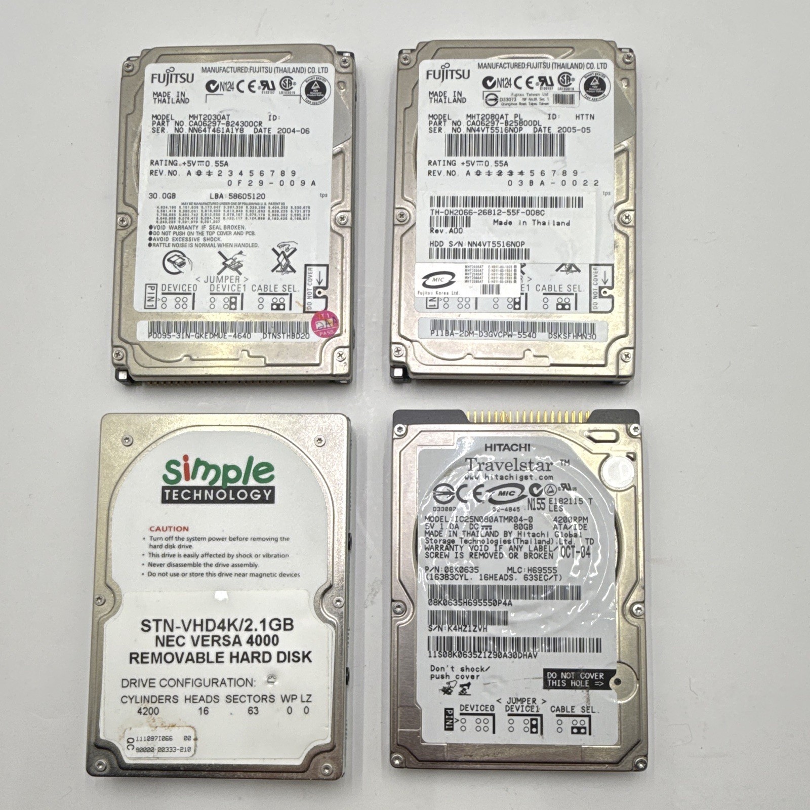 Vintage IDE Laptop Hard Drive Lot Fujitsu 30GB 80GB Hitachi 80GB SimpleTech NEC Vintage IDE Laptop Hard Drive Lot Fujitsu 30GB 80GB Hitachi 80GB SimpleTech NEC