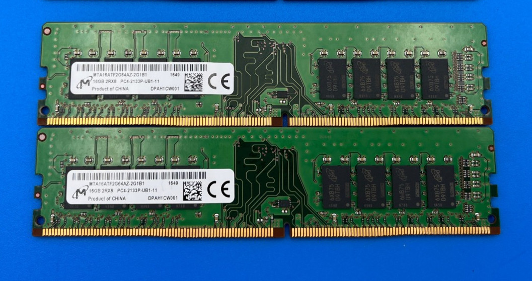 32GB Kit (2x16GB) 2Rx8 DDR-4 2133P MHz UDIMM Micron MTA16ATF2G64AZ-2G1B1 Tested