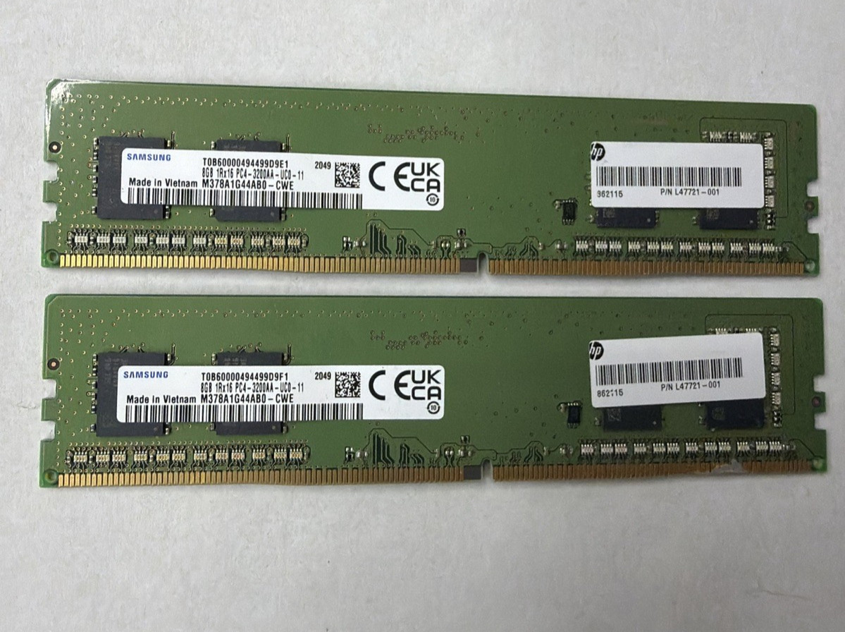 Samsung 16GB (2x8GB) DDR4 3200 PC4-25600 Desktop RAM M378A1G44AB0-CWE HP Samsung 16GB (2x8GB) DDR4 3200 PC4-25600 Desktop RAM M378A1G44AB0-CWE HP
