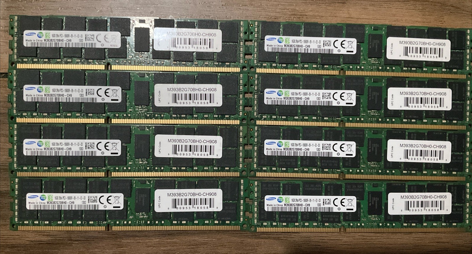 LOT OF 8 Samsung M393B2G70BH0-CH9 112GB (7x16GB) 2Rx4 PC3-10600R Server Memory LOT OF 8 Samsung M393B2G70BH0-CH9 112GB (7x16GB) 2Rx4 PC3-10600R Server Memory