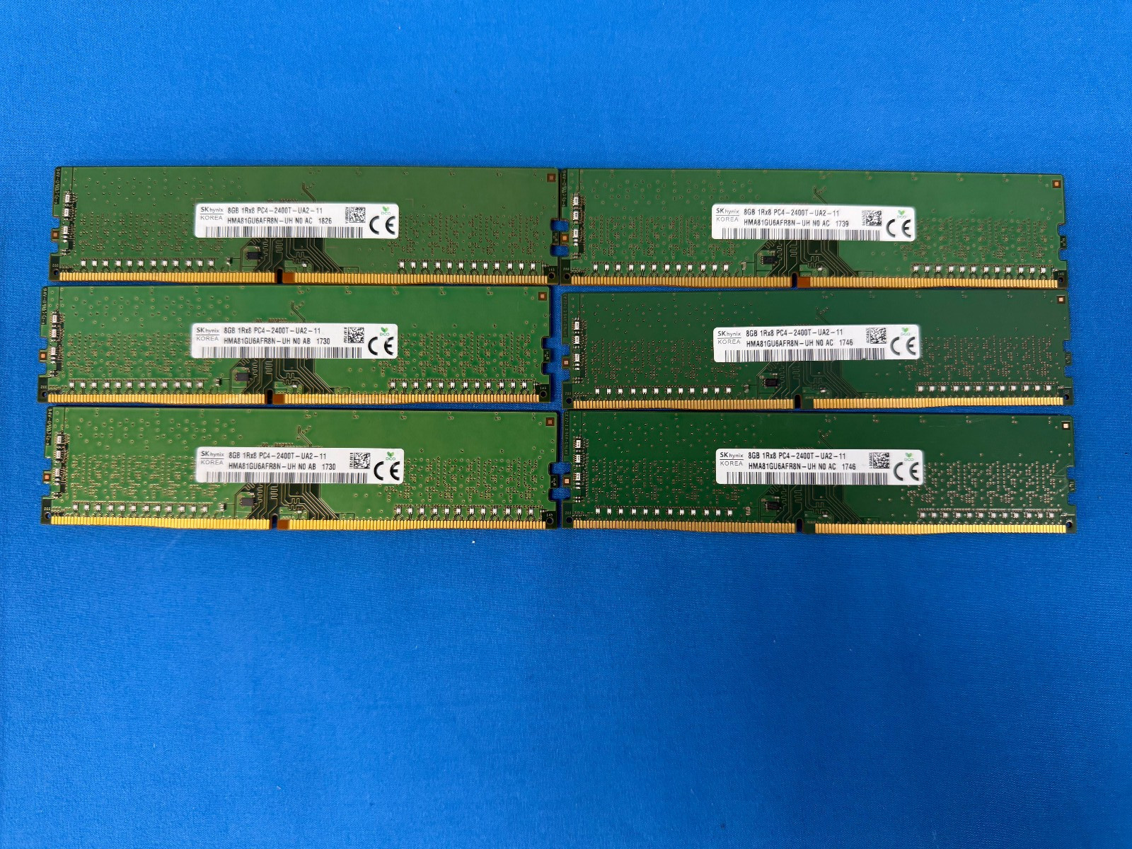 Lot Of 6 SK Hynix 8GB 1RX8 PC4-2400T-UA2-11 HMA81GU6AFR8N DDR4 Memory RAM Lot Of 6 SK Hynix 8GB 1RX8 PC4-2400T-UA2-11 HMA81GU6AFR8N DDR4 Memory RAM