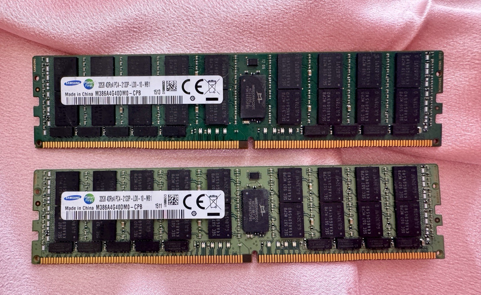 Samsung 32GB 4DRx4 PC4 2133P LD0 10 MB1 Memory RAM- Lot of 2 - UNTESTED