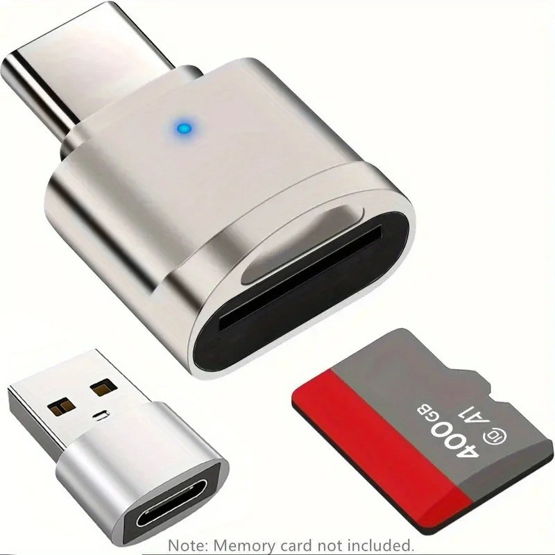 2 Pack USB C SD TF Card Reader Adapter Zinc Alloy USB-C to USB for iPhone 15-17