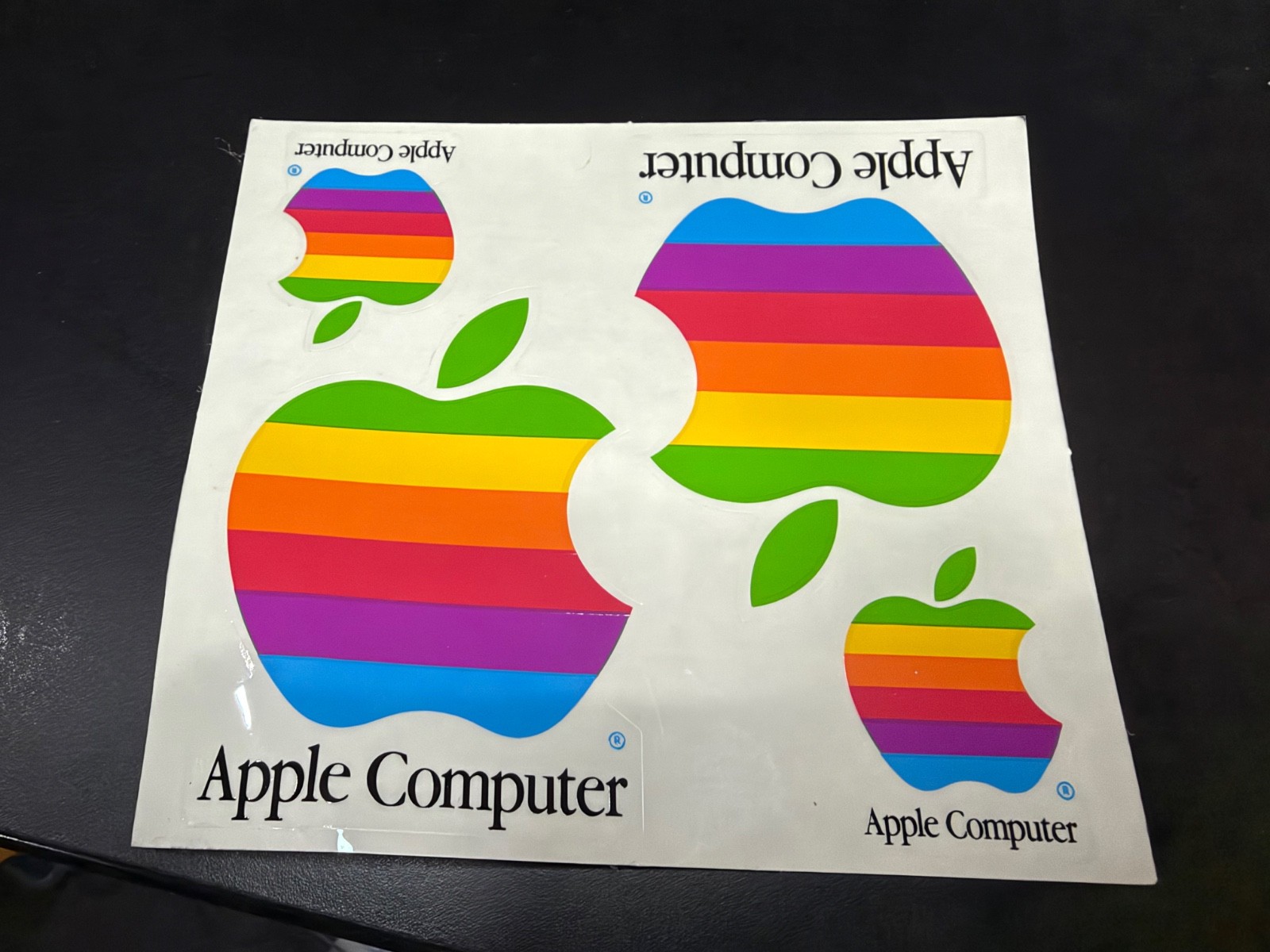 Vintage Apple Computer Rainbow Logo Sticker Sheet 4 Decals Original Mac 1990s