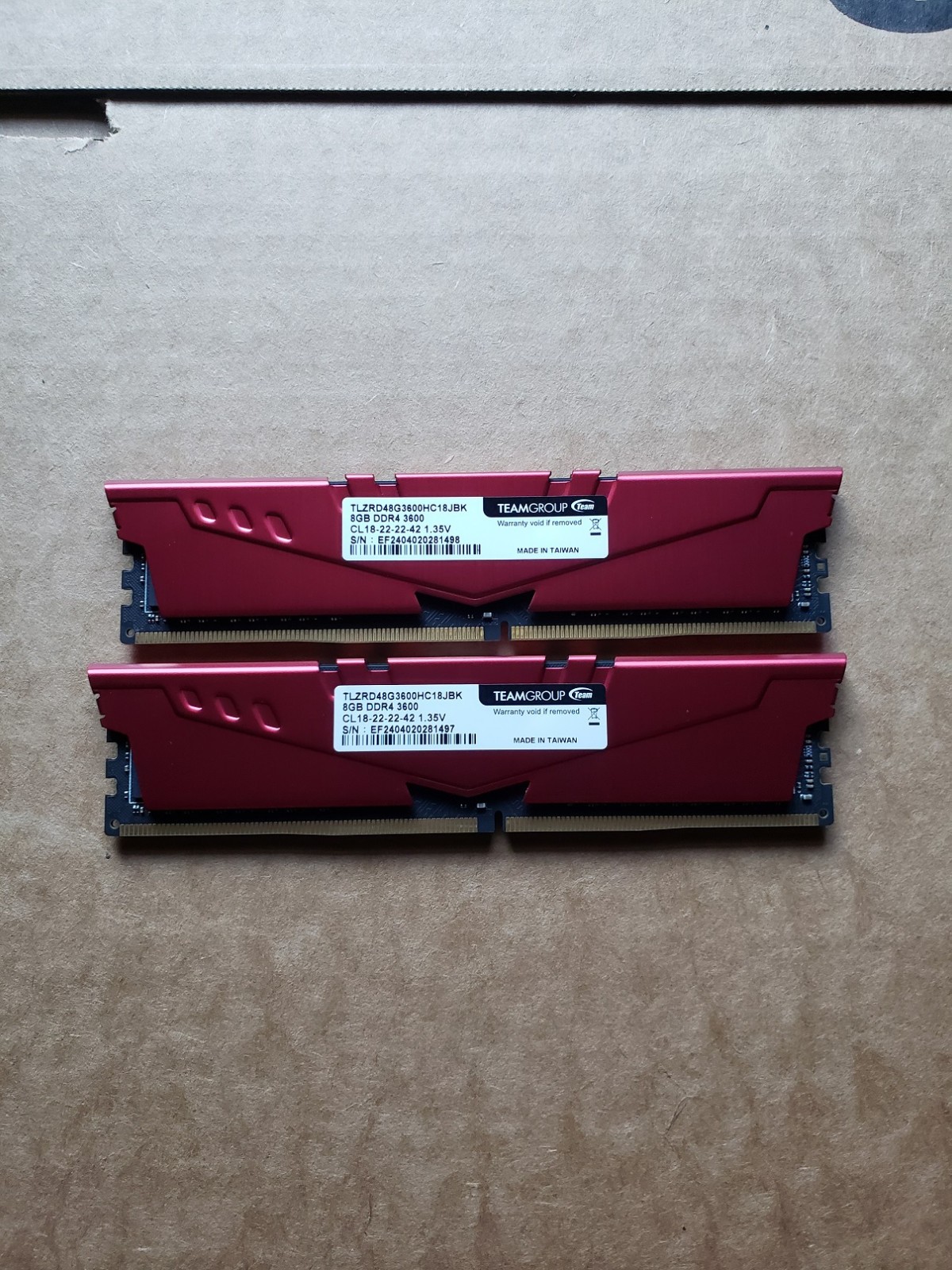 Team 16GB (2x8GB) 3600 DDR4 Desktop Ram