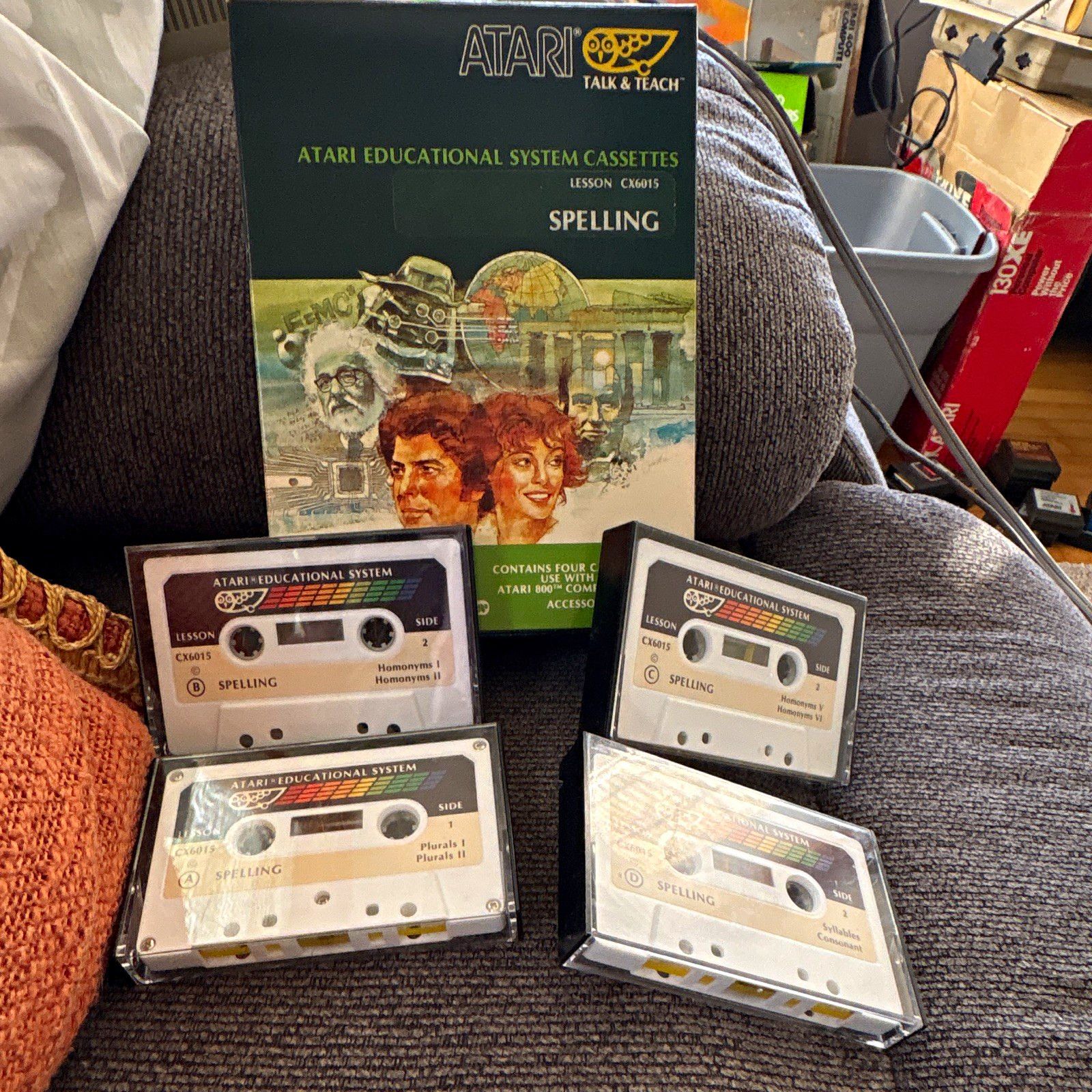 Atari Talk & Teach Spelling CX6015 Cassette Tape Set (4) English Atari 400/800
