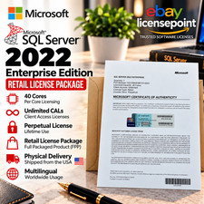 SQL Server 2022 Enterprise Microsoft 40 Core Unlimted CAL Retail License Package picture