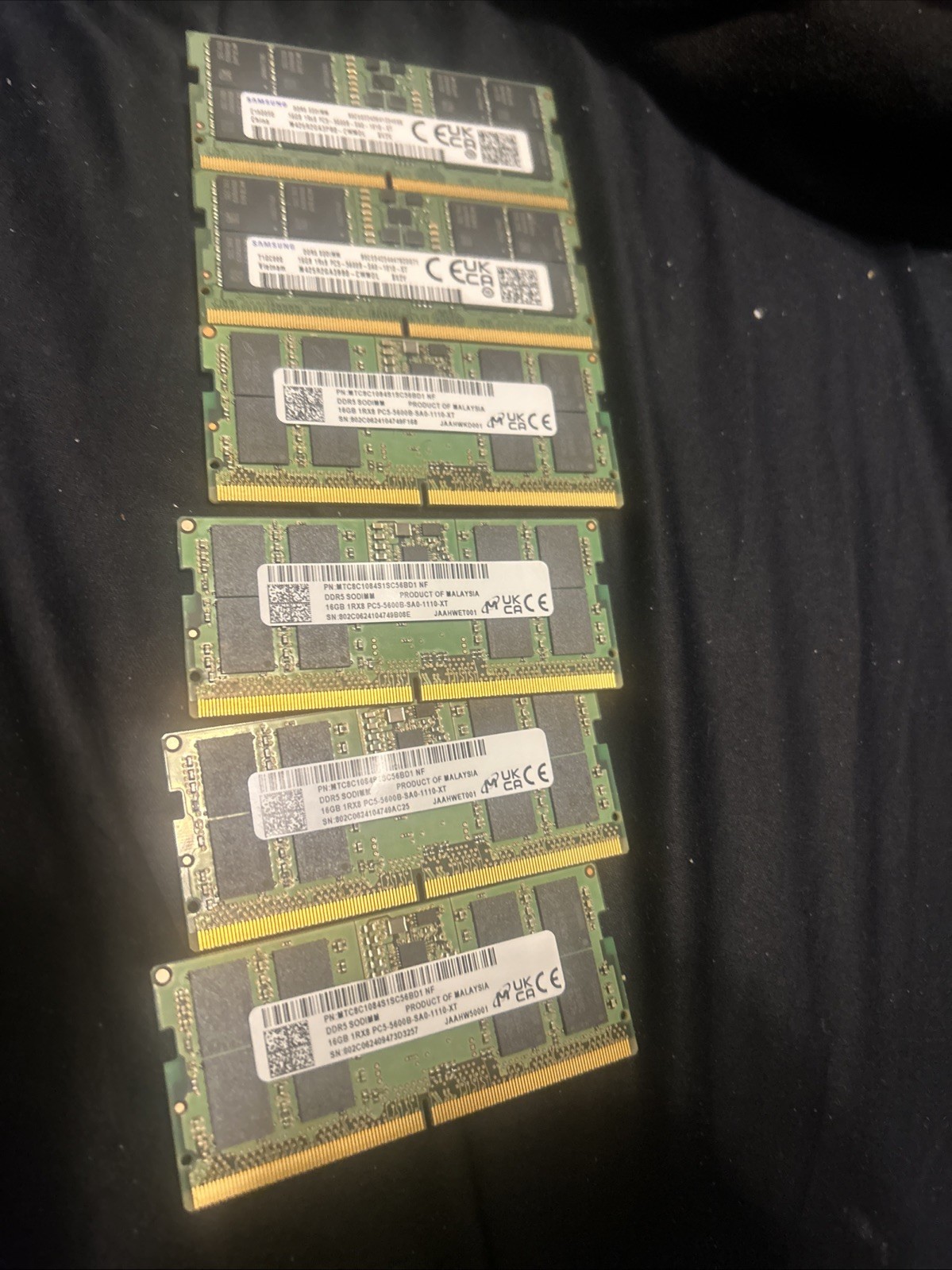 16GB 1Rx8 PC5-5600B-SAO-1010XT RAM LOT OF 6 16GB 1Rx8 PC5-5600B-SAO-1010XT RAM LOT OF 6