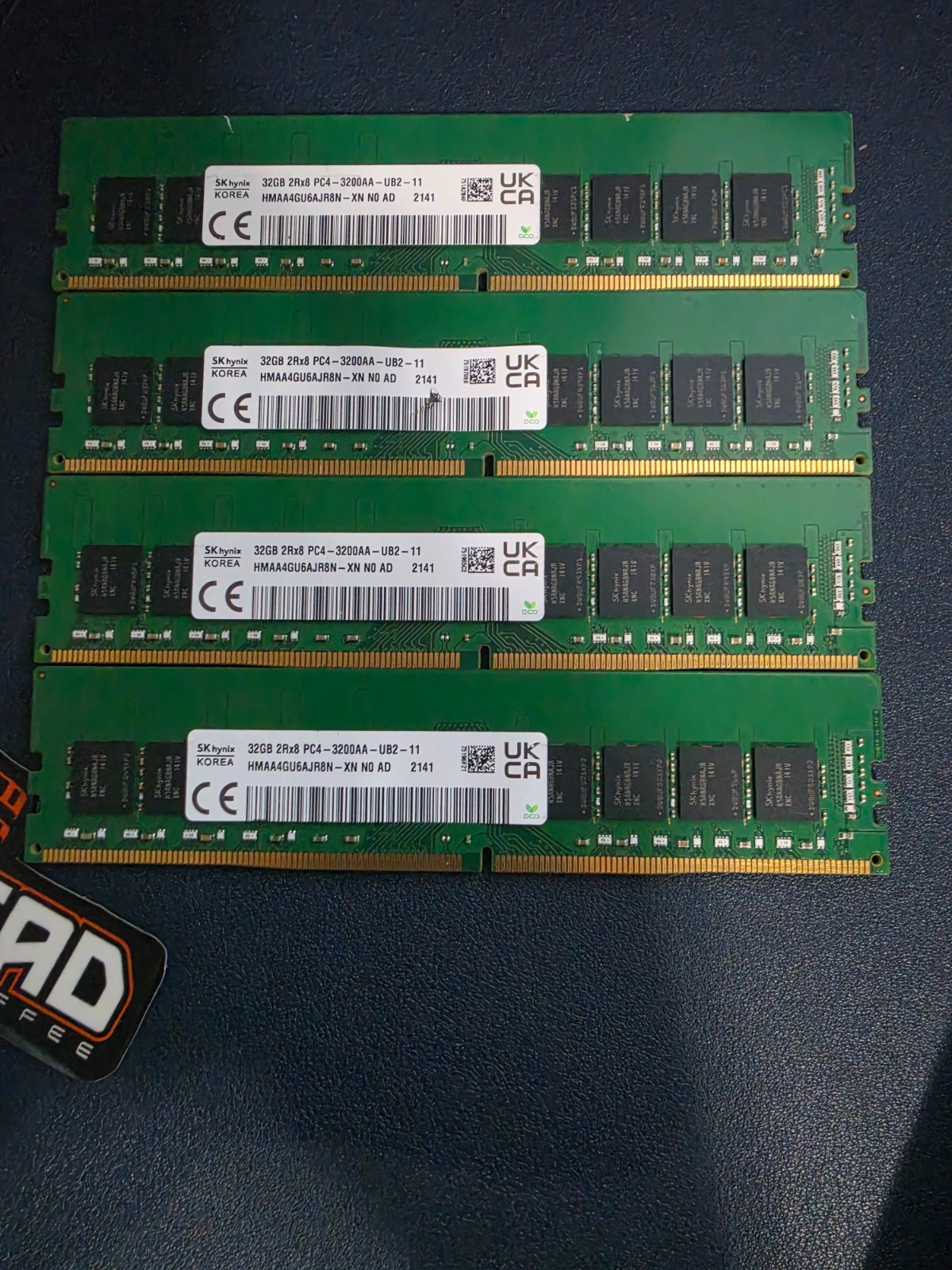 (4x32GB) Hynix DDR4 3200 MHz PC4 2Rx8 DIMM Desktop Memory RAM HMAA4GU6AJR8N-XN