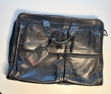 Vintage Distressed Tumi Genuine Leather Black Briefcase with Multiple Pockets picture
