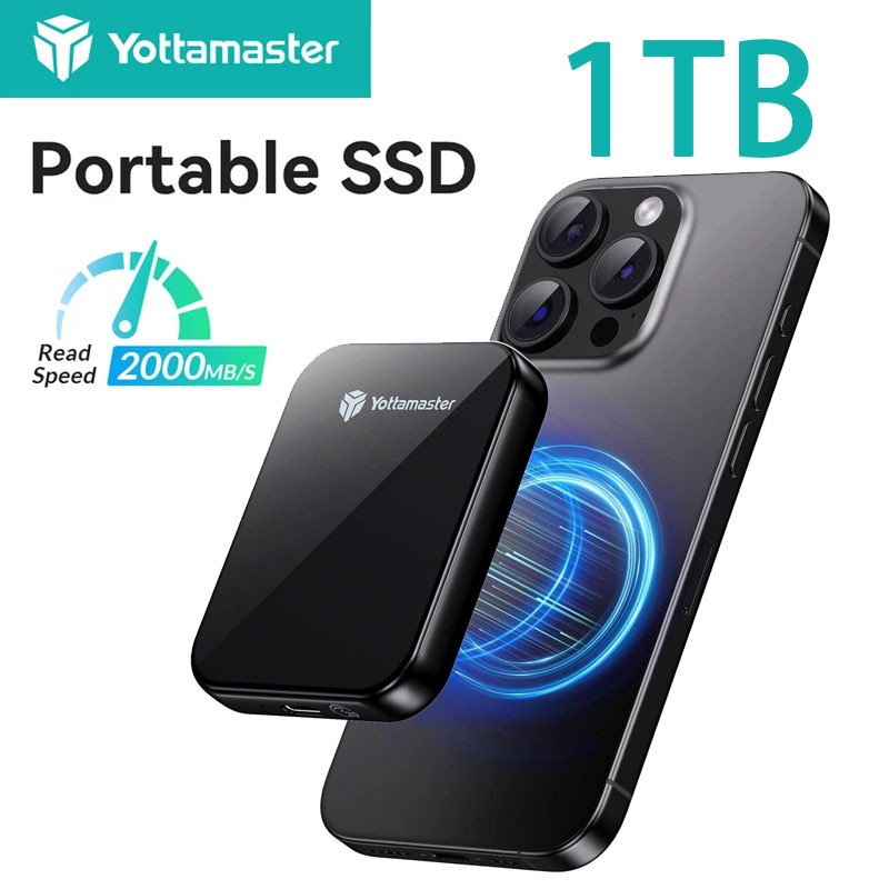 Yottamaster 20 Gbps 1TB 2TB Magnetic External SSD Dock SSD Enclosure For iPhone Yottamaster 20 Gbps 1TB 2TB Magnetic External SSD Dock SSD Enclosure For iPhone