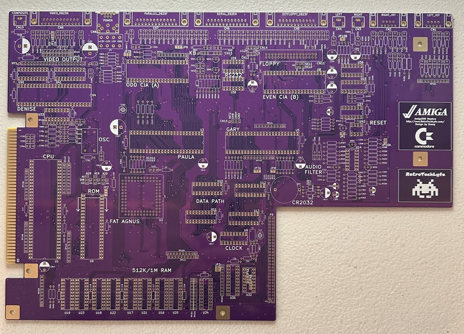 Commodore Amiga 500 PCB Motherboard Replacement Board for Retro Homebrew Build Commodore Amiga 500 PCB Motherboard Replacement Board for Retro Homebrew Build