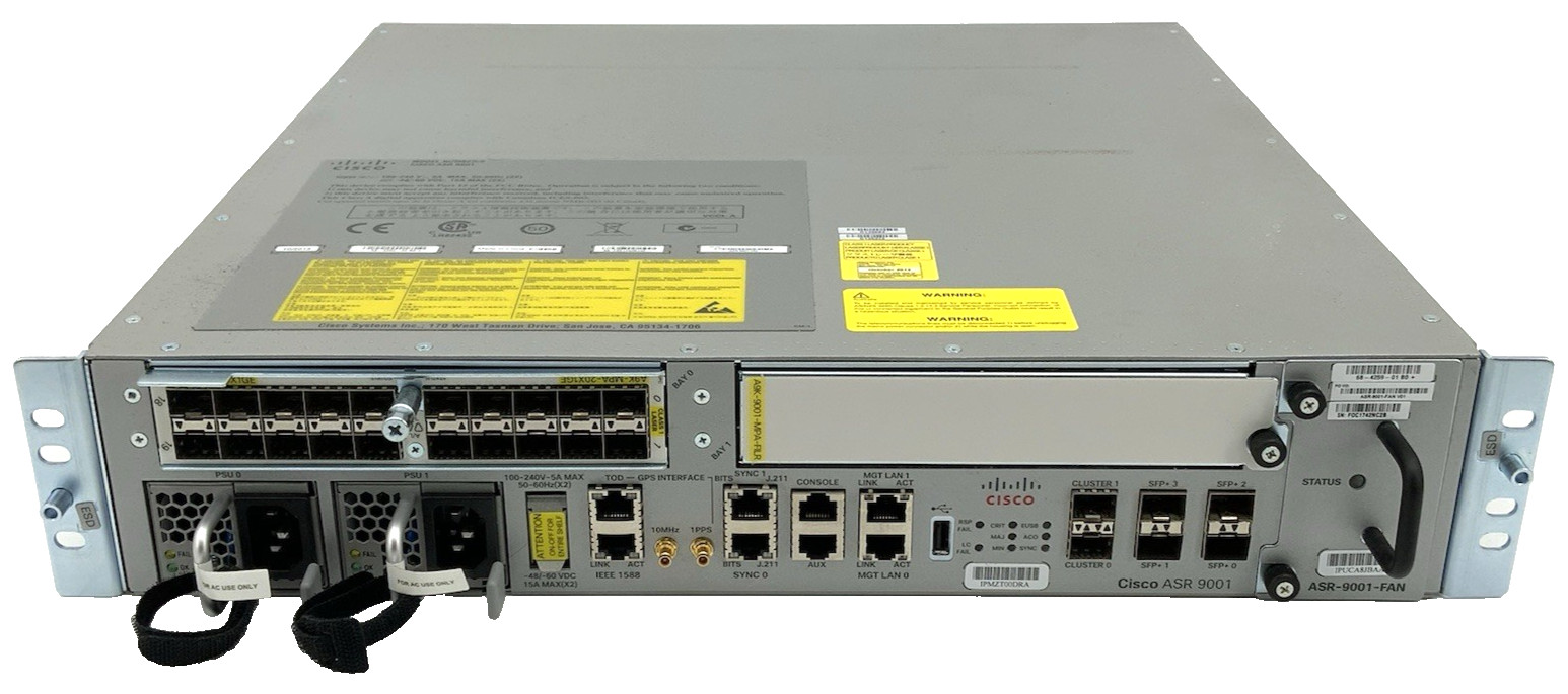 Cisco ASR 9001 Router 4x 10G SFP+ 20x 1G SFP 2x PSU | ASR-9001, A9K-MPA-20X1GE Cisco ASR 9001 Router 4x 10G SFP+ 20x 1G SFP 2x PSU | ASR-9001, A9K-MPA-20X1GE