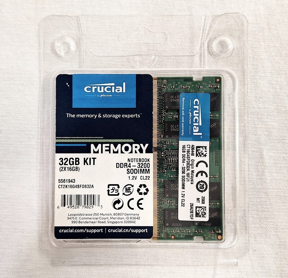 Crucial 32GB KIT 2 x 16GB DDR4-3200 SODIMM Laptop RAM Memory NEW (11109746) Crucial 32GB KIT 2 x 16GB DDR4-3200 SODIMM Laptop RAM Memory NEW (11109746)