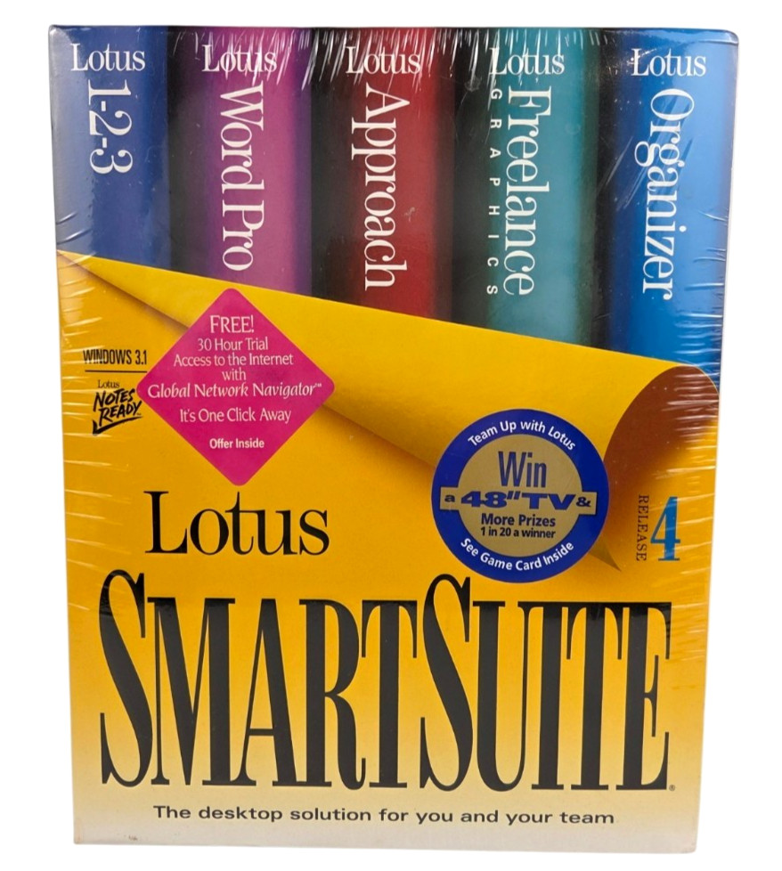 Vintage Lotus SmartSuite 4.0 Windows 3.1 3.5 Floppy Big Box NEW Sealed Vintage Lotus SmartSuite 4.0 Windows 3.1 3.5 Floppy Big Box NEW Sealed