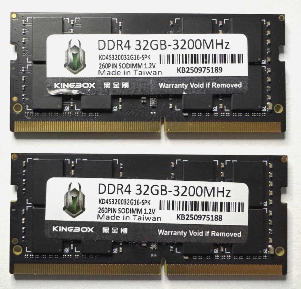 Kingbox 64GB (2x32GB) DDR4 3200MHz SODIMM Laptop RAM Memory
