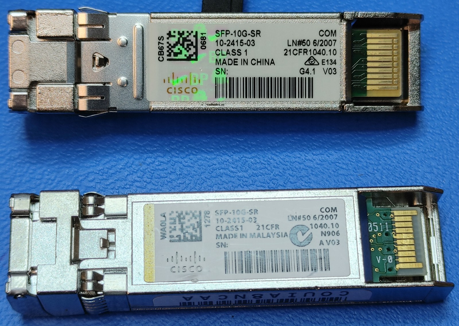 Lot of 100 Cisco 10-2415-03 SFP-10G-SR 10GBASE-SR 850nm MMF SFP+ LC Transceiver