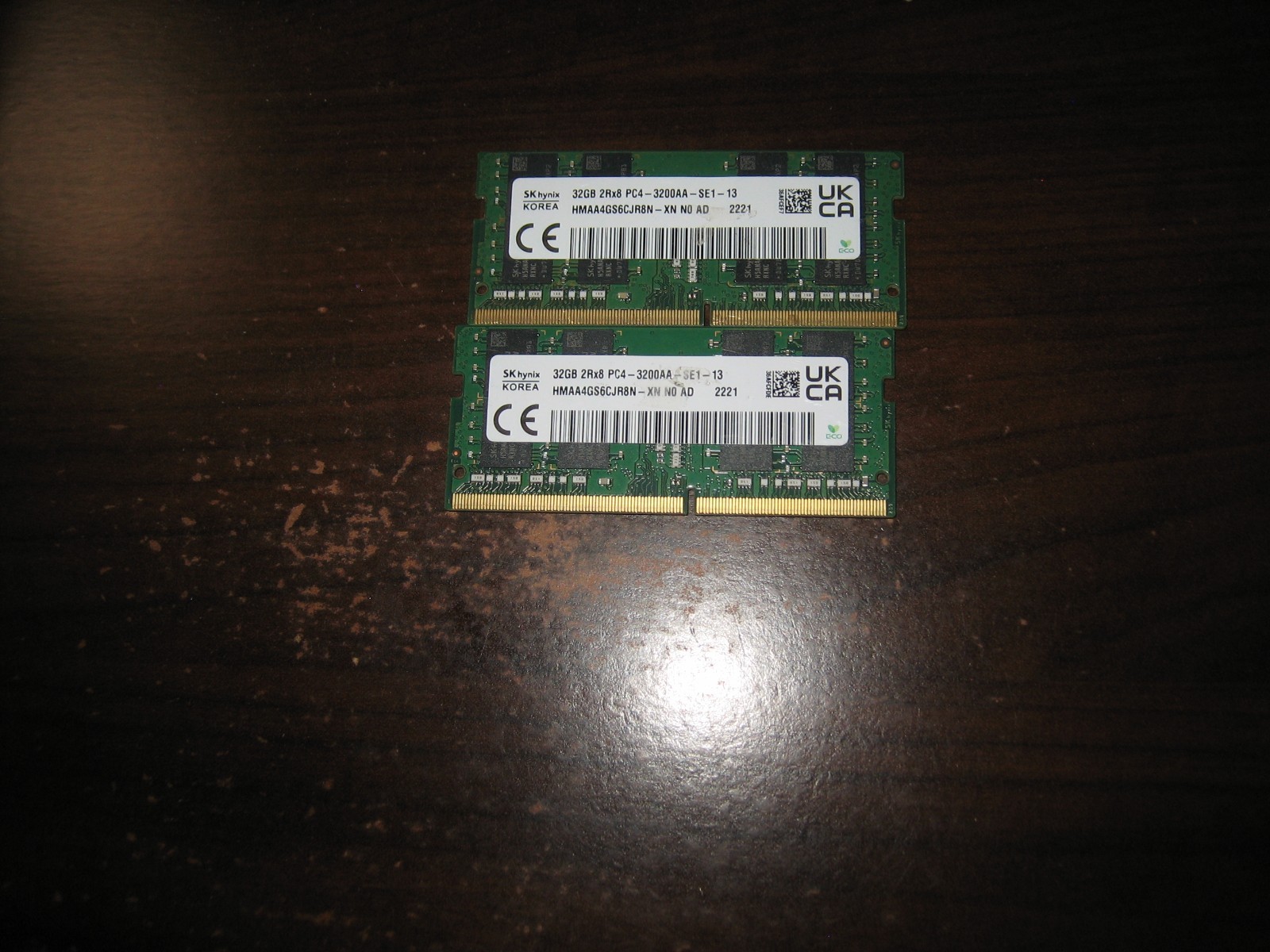 Lot of 2 32GB SK Hynix (64GB) DDR4 PC4-3200 Laptop SODIMM Memory RAM
