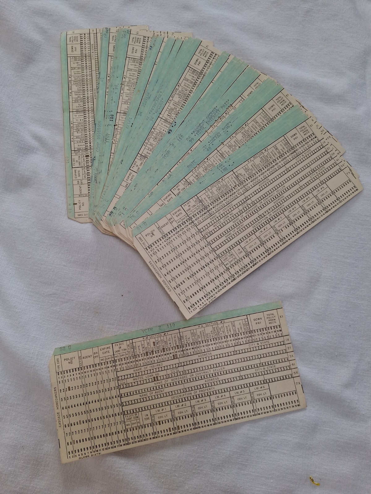 Lot of 85 Vintage Computer Punch Cards Cascade Homeowners Ephemera Junk Journal