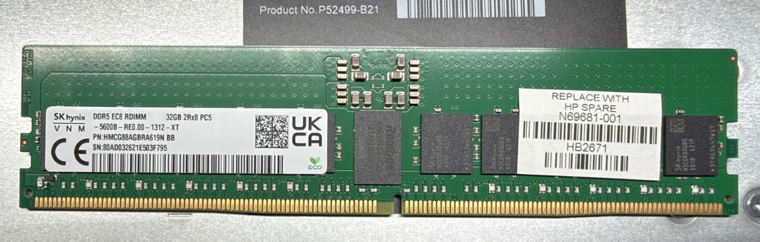 32GB DDR5 5600 MHz ECC Reg RDIMM RAM HP N69681-001 SK Hynix HMCG88AGBRA619N