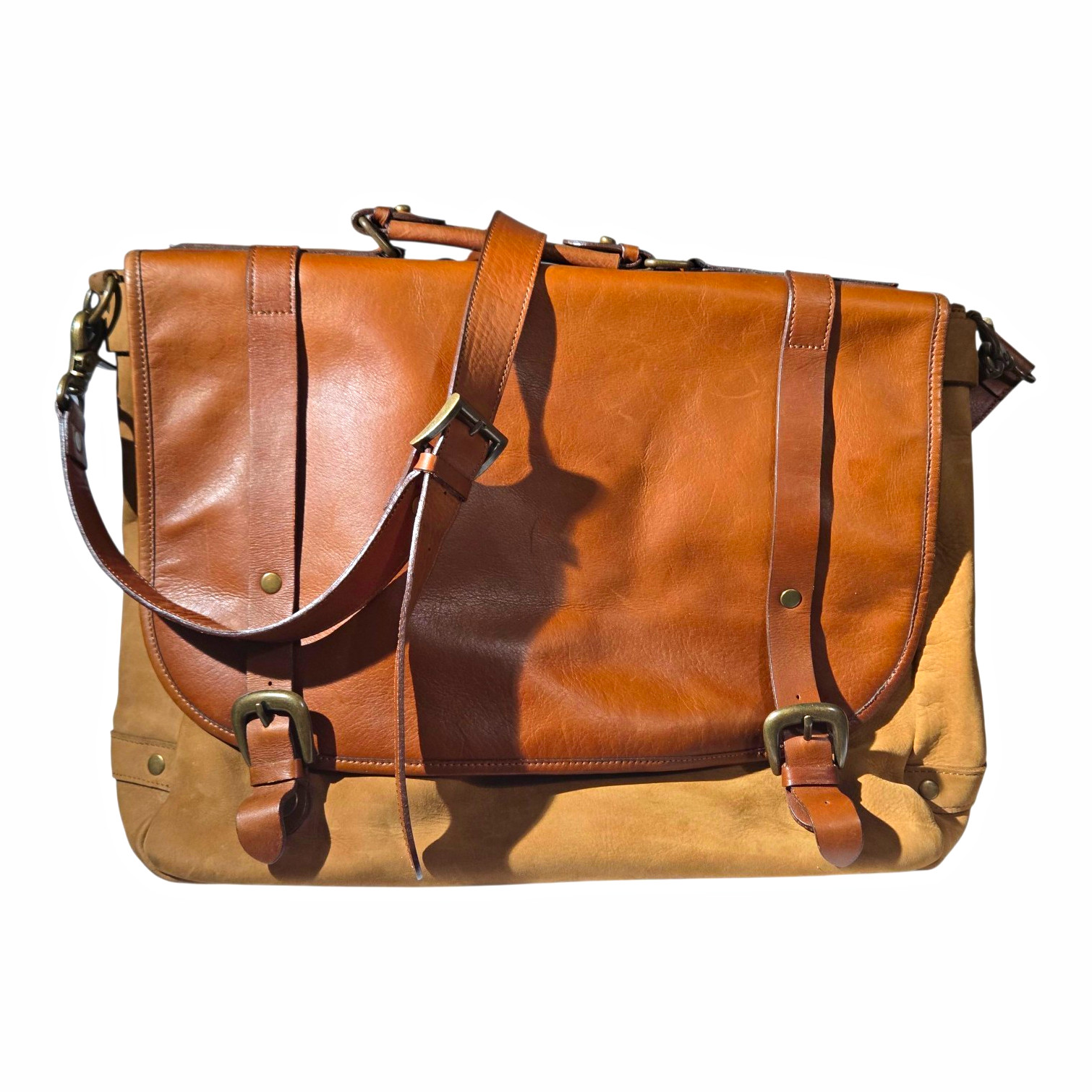 Vintage 1990s Marlboro Miles Leather Two-Tone Messenger Bag Vintage 1990s Marlboro Miles Leather Two-Tone Messenger Bag