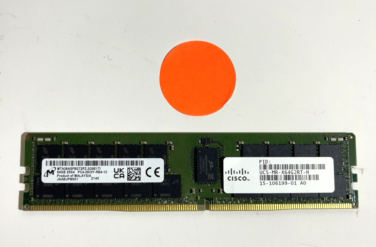 Micron 64GB 2Rx4 PC4-2933Y ECC Server Memory MTA36ASF8G72PZ-2G9E1-FOR PARTS