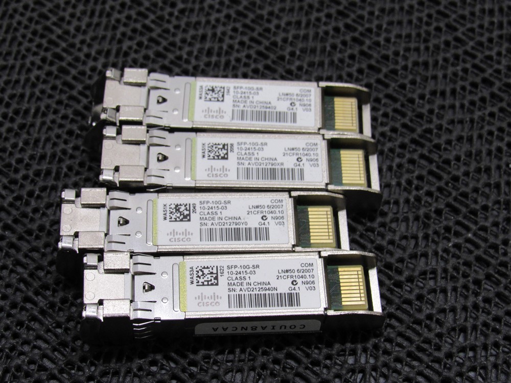 Lot Of 4 Cisco SFP-10G-SR 10G SFP+ Transceiver Module 10-2415-03 GENUINE Lot Of 4 Cisco SFP-10G-SR 10G SFP+ Transceiver Module 10-2415-03 GENUINE
