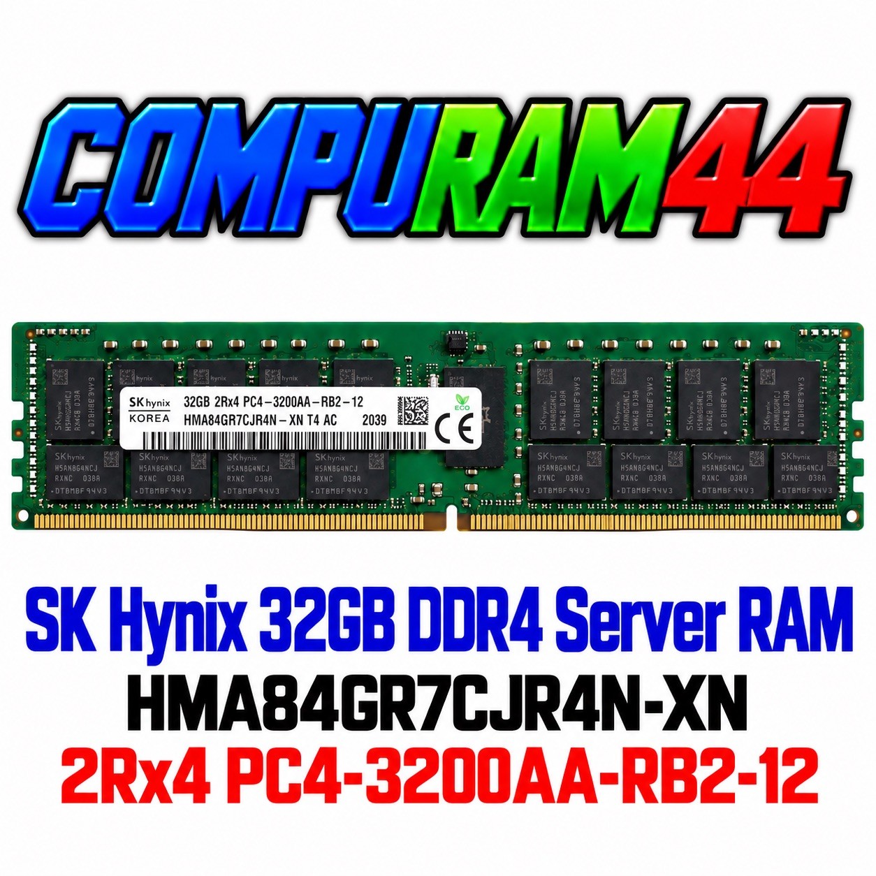 SK Hynix 32GB DDR4 HMA84GR7CJR4N-XN 2Rx4 PC4-3200AA ECC Server RAM RDIMM, TESTED