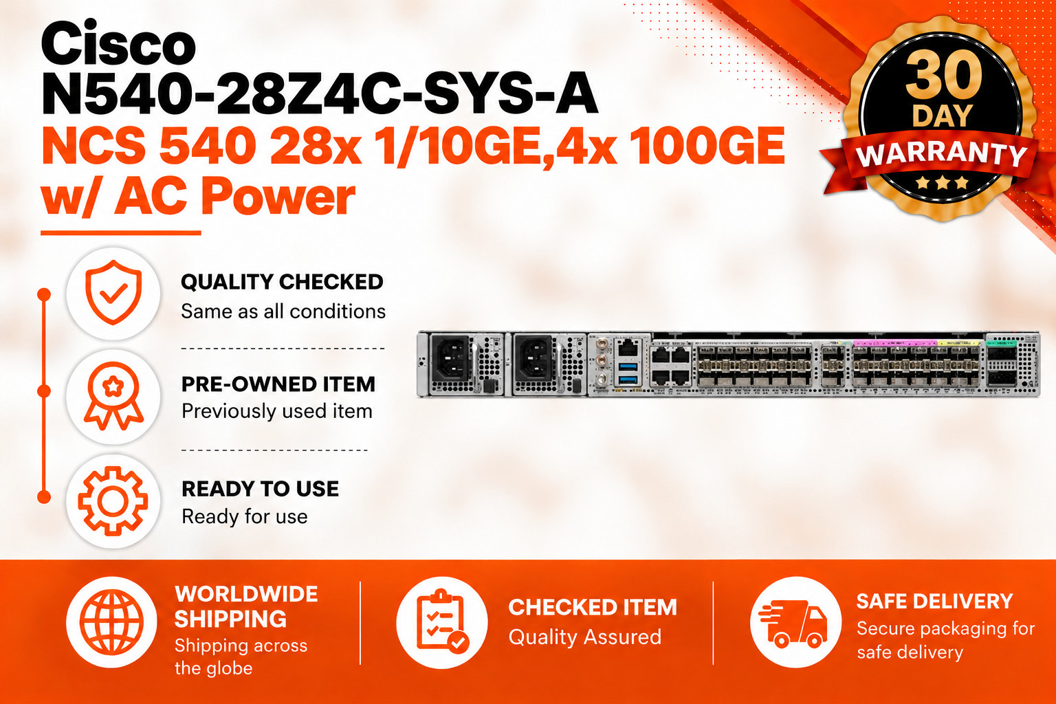 Cisco N540-28Z4C-SYS-A NCS 540 28x 1/10GE,4x 100GE w/ AC Power Cisco N540-28Z4C-SYS-A NCS 540 28x 1/10GE,4x 100GE w/ AC Power