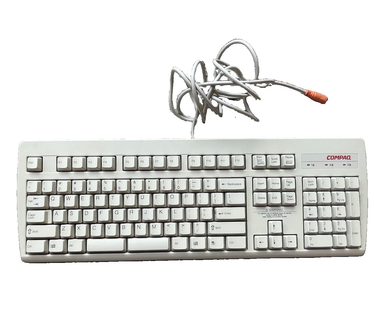 Vintage Compaq RT235BTW Beige PS/2 Keyboard 247430-001 Erase-Eaze Split Spacebar Vintage Compaq RT235BTW Beige PS/2 Keyboard 247430-001 Erase-Eaze Split Spacebar