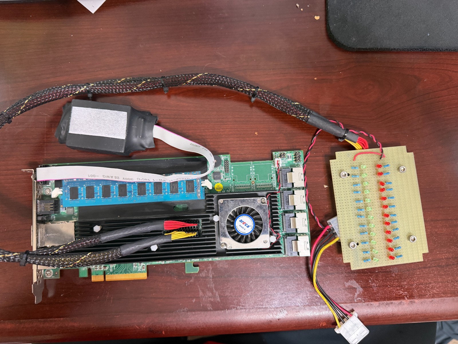 Areca ARC-1882IX-24 (16i4e)24-Port RAID Controller Card w/BBU /HDD Monitor Board