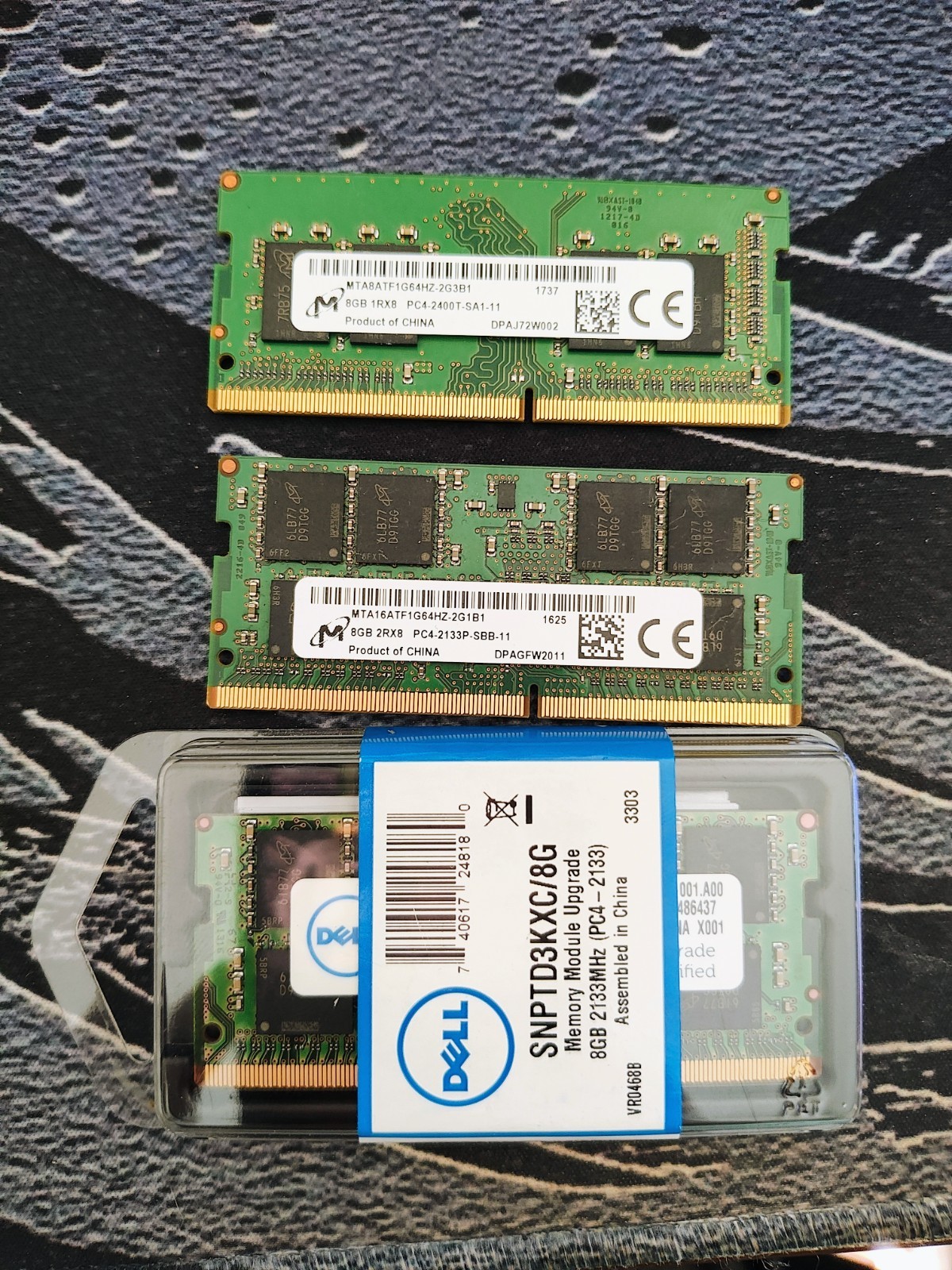Lot of 3 assorted RAM modules