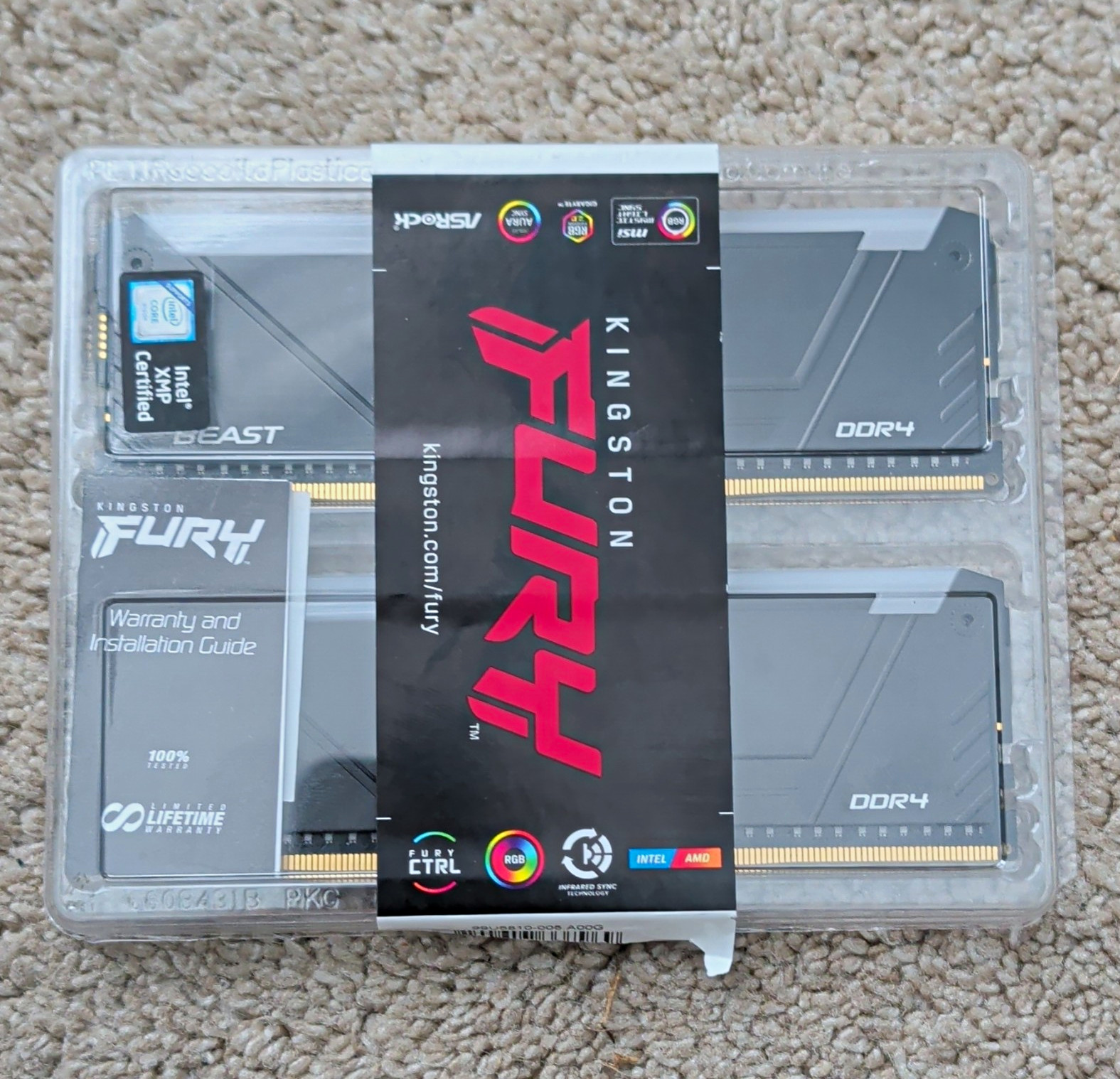 Kingston FURY Beast DDR4 32GB (2x16GB) 3200MT/s CL16 DIMM 288-Pin XMP