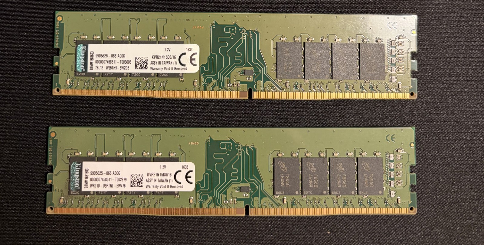 Kingston ValueRAM 32GB (2x16GB) DDR4 2133MHz Desktop RAM PC4-17000 KVR21N15D8/16