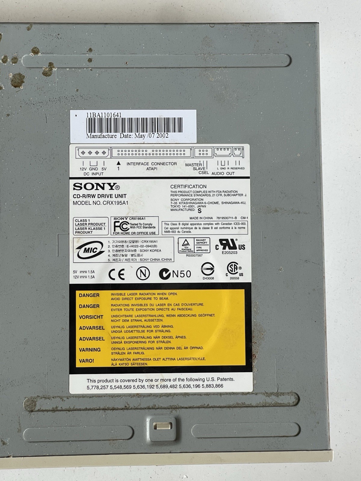 Sony CRX195A1 Vintage CD-RW Burner 40x/12x/48x IDE Retro PC Computing Sony CRX195A1 Vintage CD-RW Burner 40x/12x/48x IDE Retro PC Computing