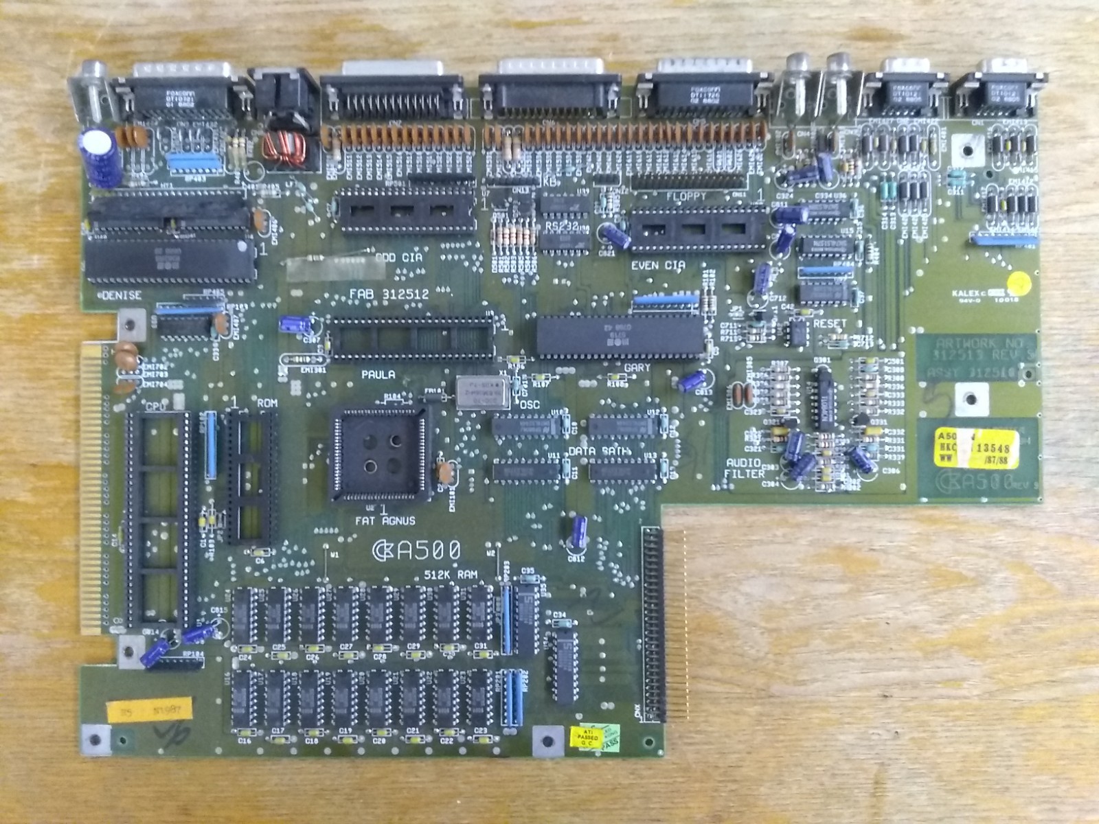 Commodore Amiga 500 Motherboard Rev 5, A500 #548 (As-Is)