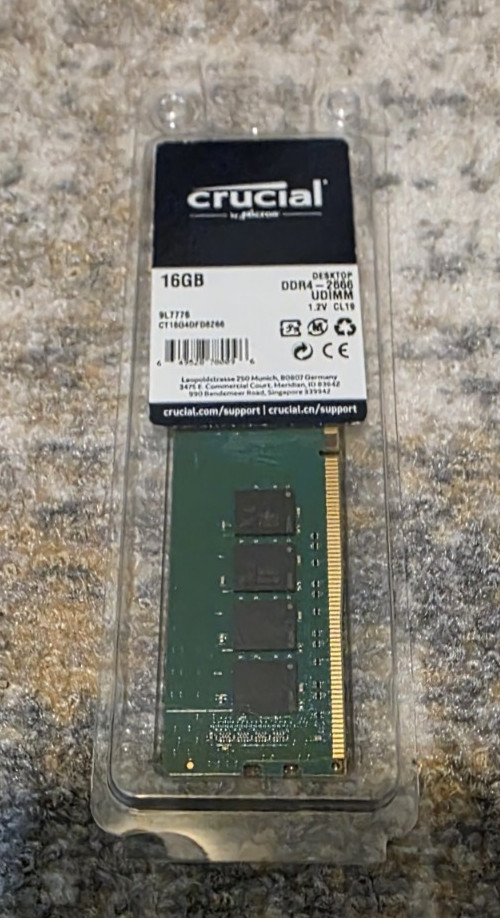 Crucial 16GB Single DDR4 2666 MHz PC4-21300 Desktop Memory 288-Pin CT16G4DFD8266 Crucial 16GB Single DDR4 2666 MHz PC4-21300 Desktop Memory 288-Pin CT16G4DFD8266
