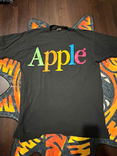 Vintage Apple Spellout T-shirt Black XL Rainbow Macintosh Single Stitch picture