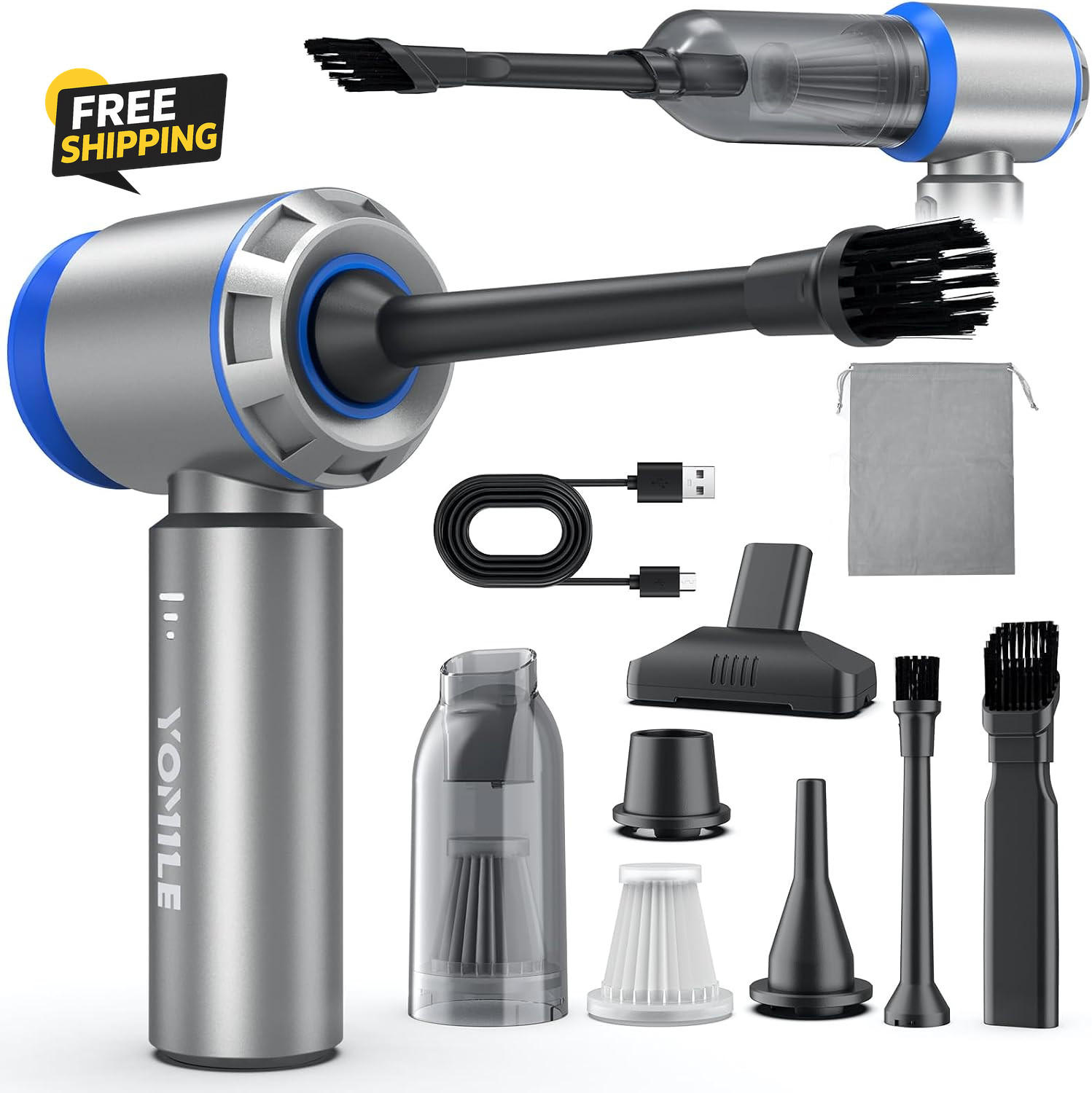 2-in-1 Cordless Air Duster 180000RPM Mini Vacuum 9000mAh Rechargeable