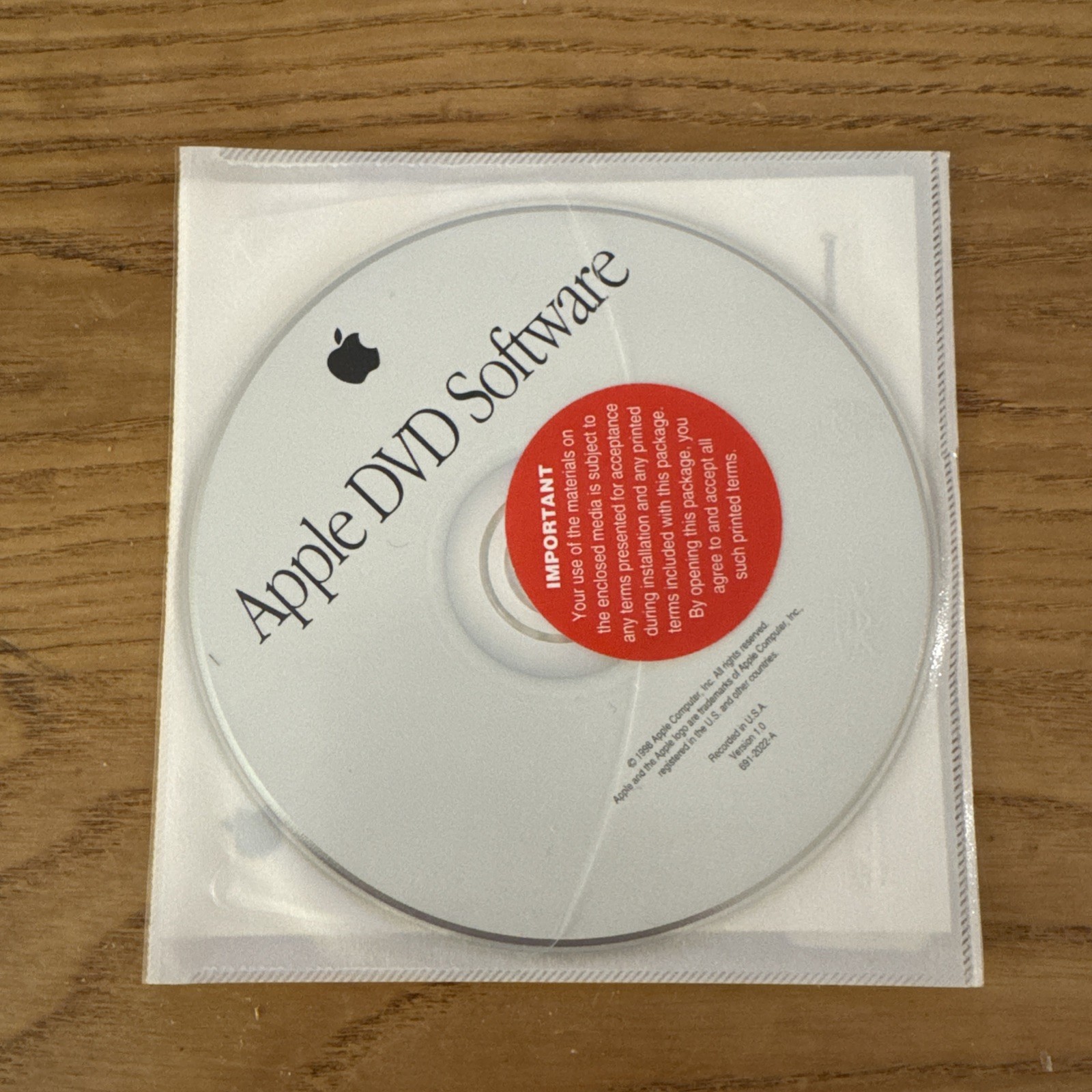 Vintage Apple DVD Software 1.0 CD-ROM 1998 Original Macintosh Installation Disc