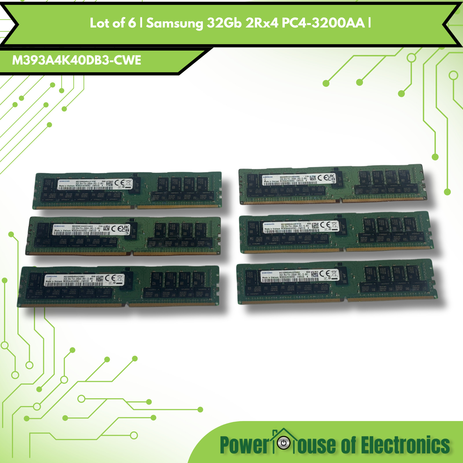 Lot of 6 | Samsung 32Gb 2Rx4 PC4-3200AA | M393A4K40DB3-CWE |