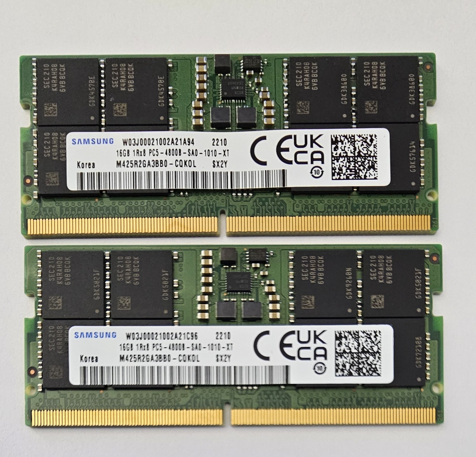 Samsung 32GB Kit (2x16GB) DDR5-4800B SODIMM MEMORY 1Rx8 M425R2GA3BB0-CQKOL