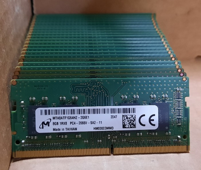 176GB (22x8GB) Micron DDR4 MTA8ATF1G64HZ-2G6E1 PC4-2666MHz Laptop RAM